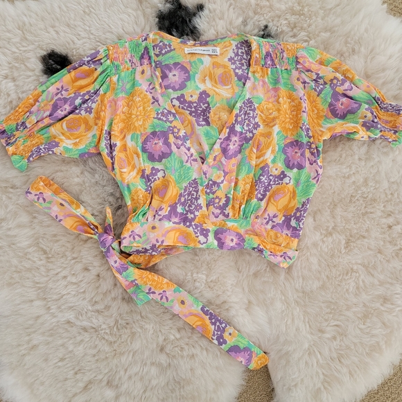 Faithfull The Brand La Colle Top Floral Summer Cropped Size XS - Picture 2 of 12